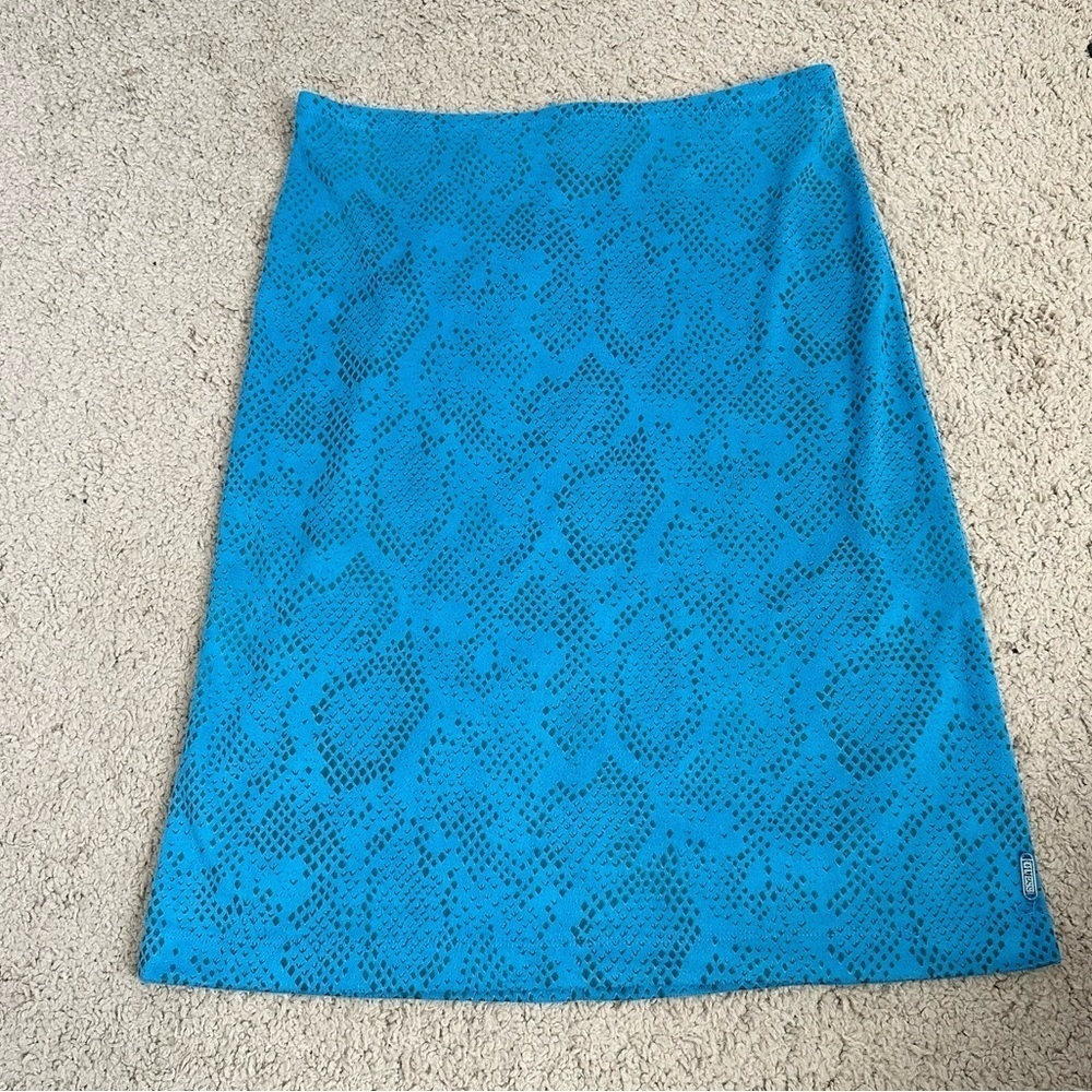 VINTAGE Guess Blue Snake Print Animal Print Pencil Skirt Medium Retro 80s 90s